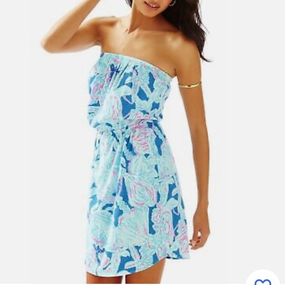 LILLY PULITZER WINDSOR DRESS BAY BLUE INTO THE DEEP - Picture 1 of 4